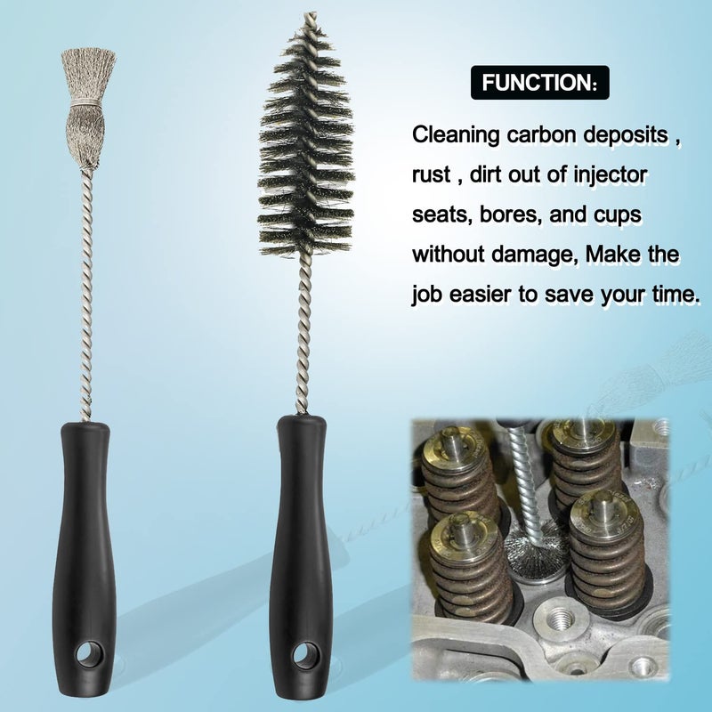 Bestong 2pcs Injector Sleeve Cup Bore Seat Cleaning Brush Kit Compatible with Ford Powerstroke 7.3L 6.0L 6.4L 6.7L 1994-2018, Caterpillar 3126 C7 C9, Navistar Replace AP0084 AP0085 3252 - Image 3